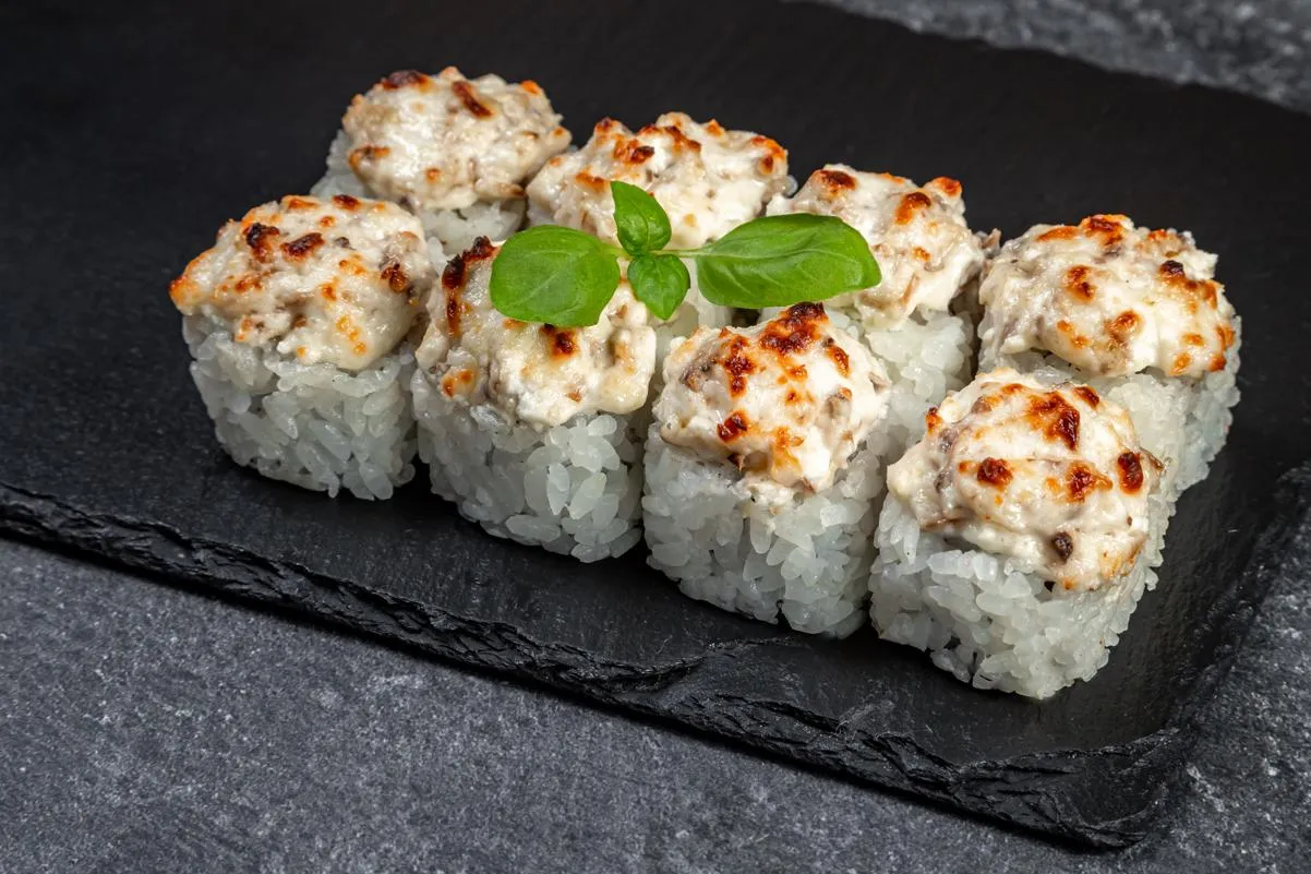 Запечённый лосось с шампиньонами